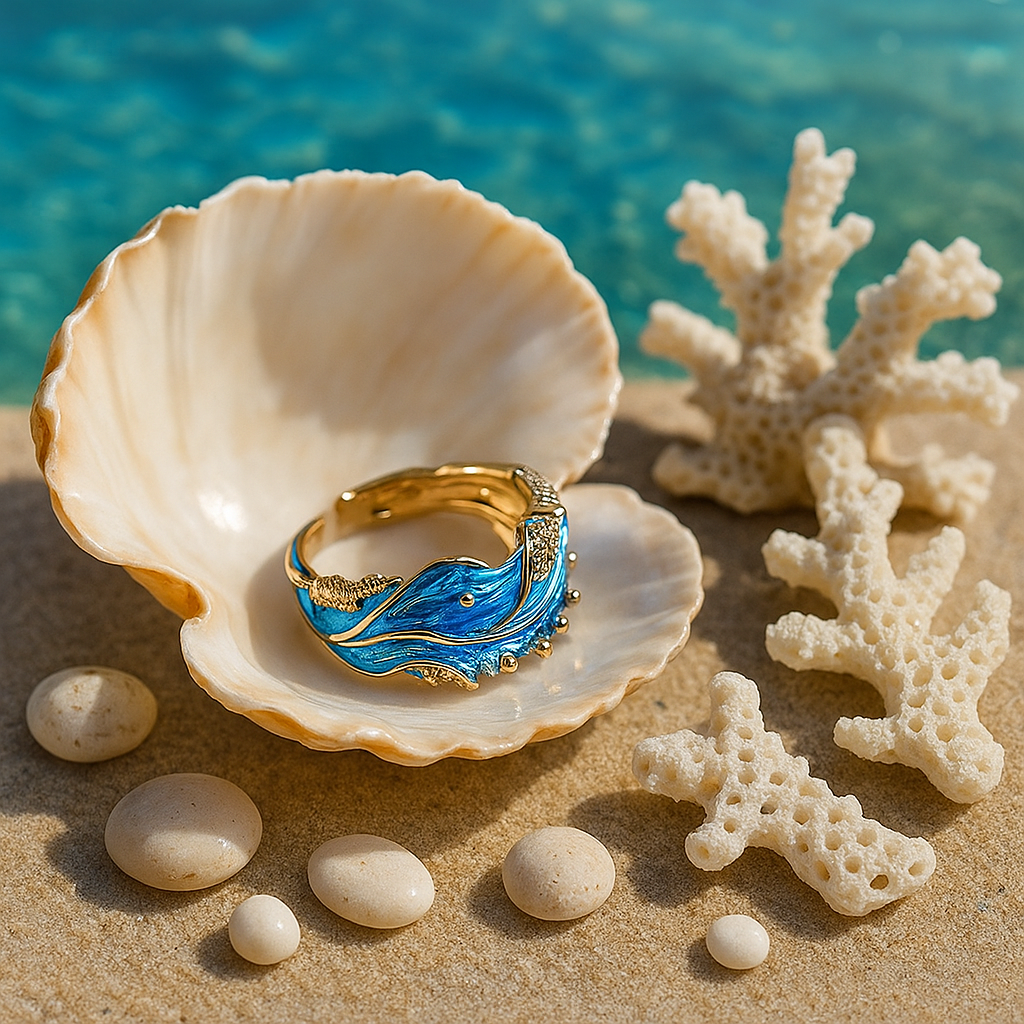 Ocean - Vintage Blue Wave Ring