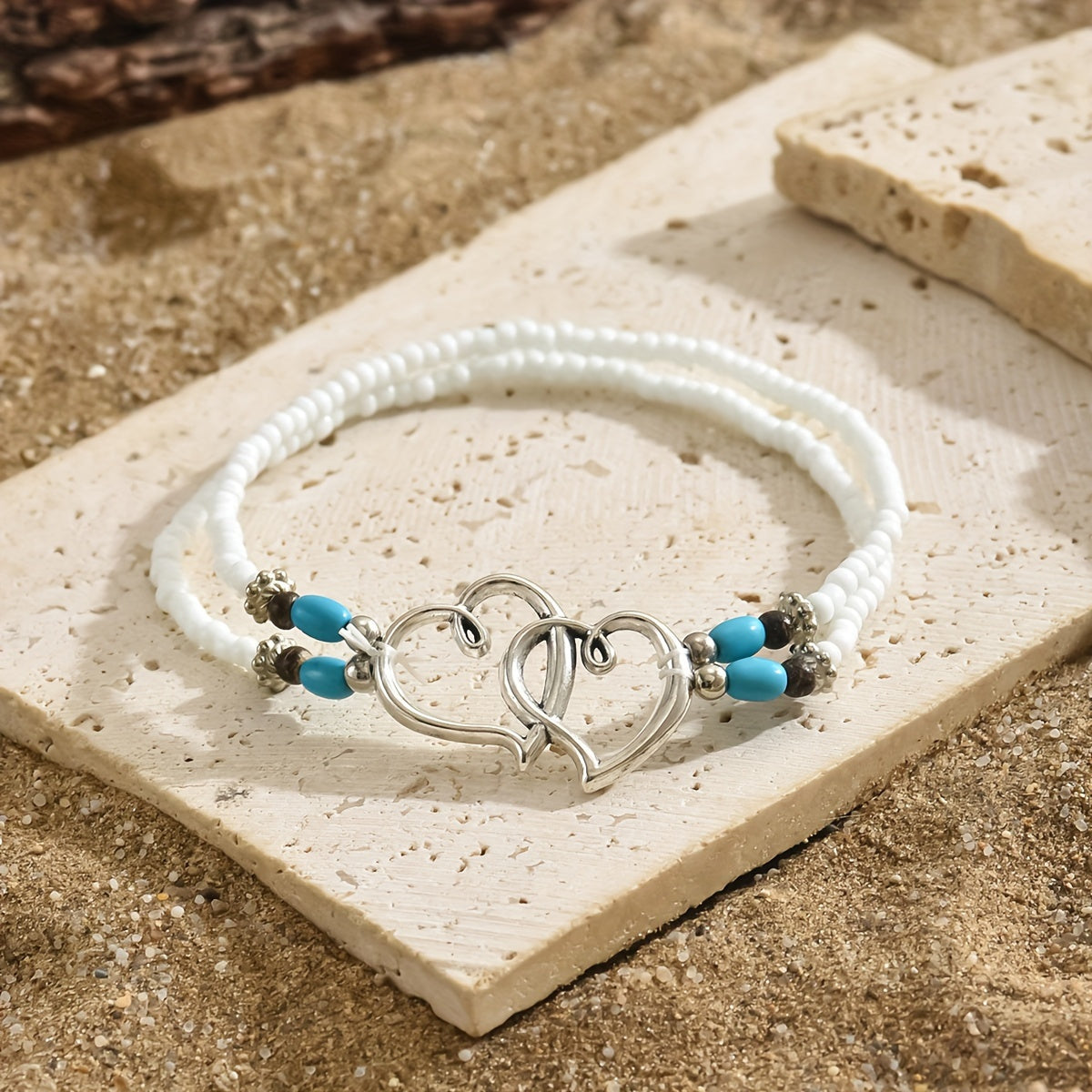 Elegant Double Heart Anklet Set