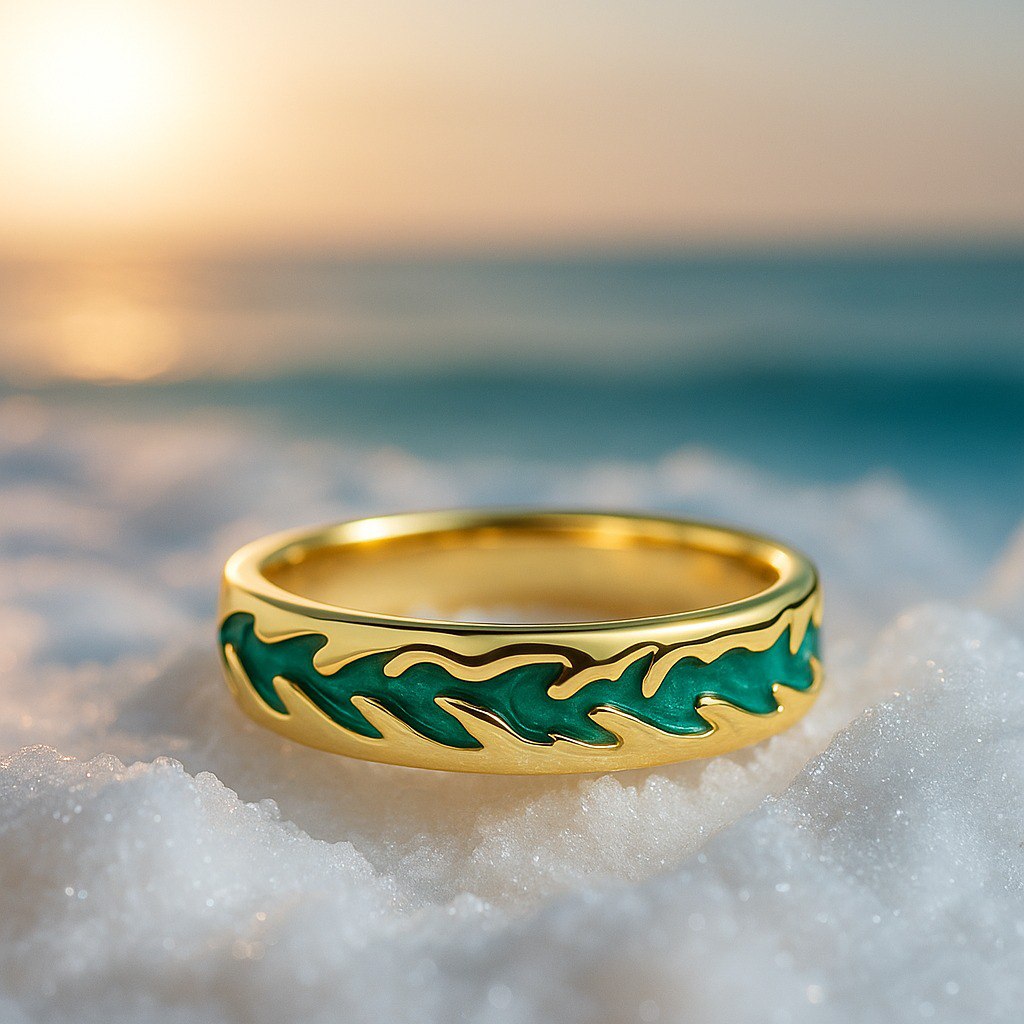 Ocean Wave Essence Gold Ring