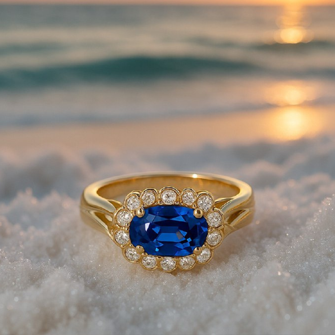 Golden Ocean Blue Ring