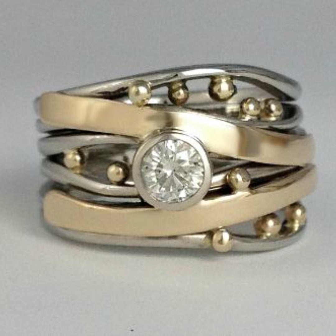 Exclusive Gold and Silver Zirconia Ring
