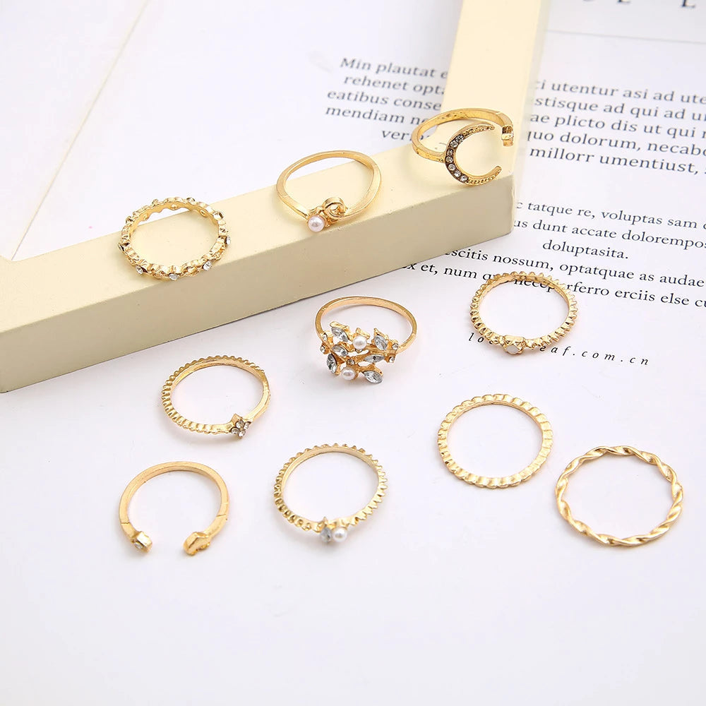 Bohemian Silver & Gold Rings Set