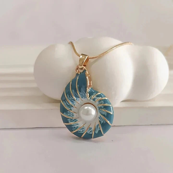 Blue Pearl & Shell Necklace