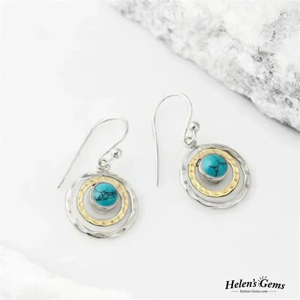 Boho Turquoise & Gold- Saturn Earrings