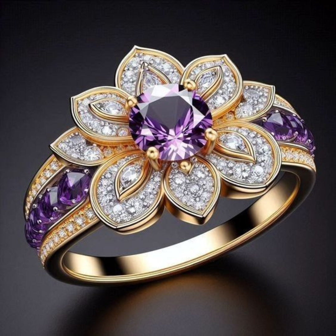 Exotic Bright Purple Flower Ring