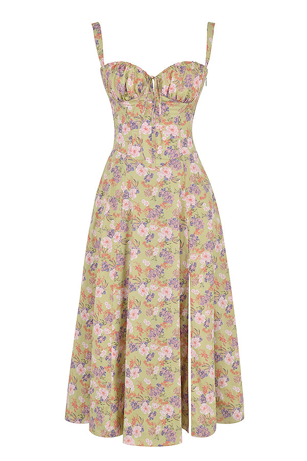 Floral Bustier Midriff Dress