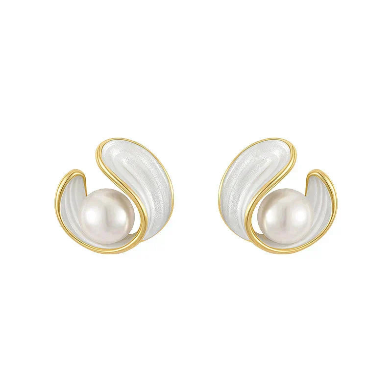 Luxury White Opal Earrings with Pearls in Gold