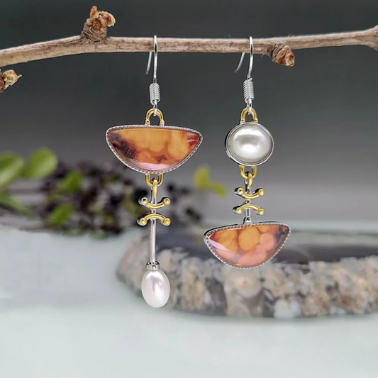 Natural Orange Stone Earrings