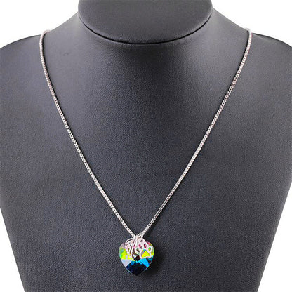 Rainbow Memorial Necklace with Heart Pendant