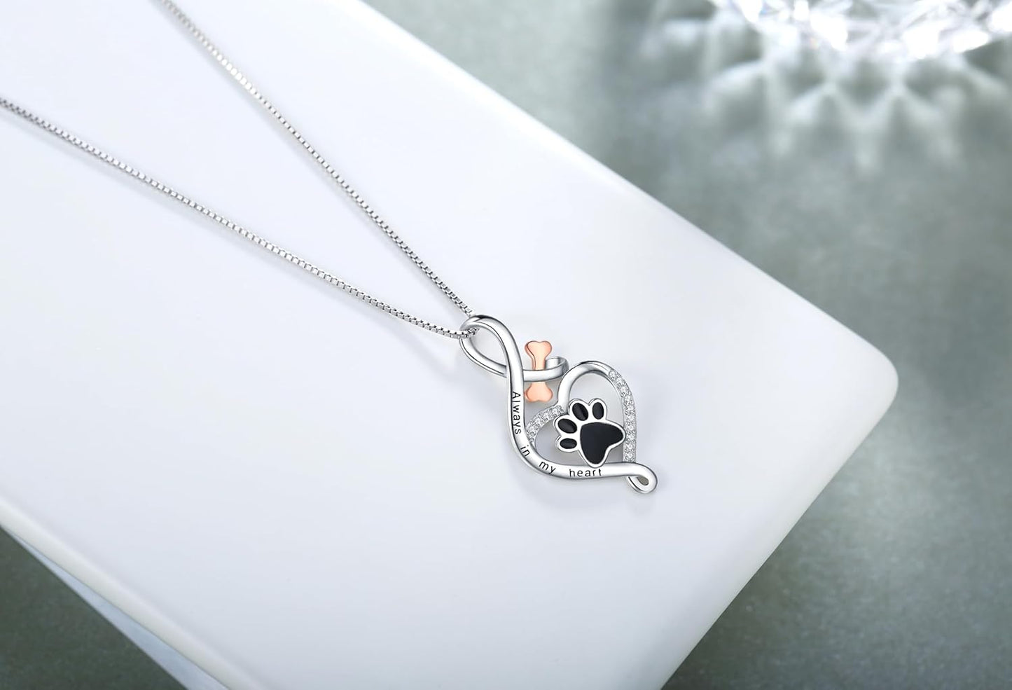 Heartfelt Paw Necklace with Infinity Charm