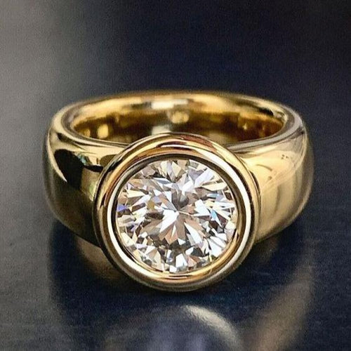 Forged Gold Ring with Vintage Zirconia