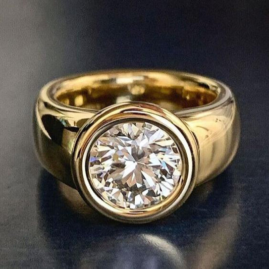 Forged Gold Ring with Vintage Zirconia