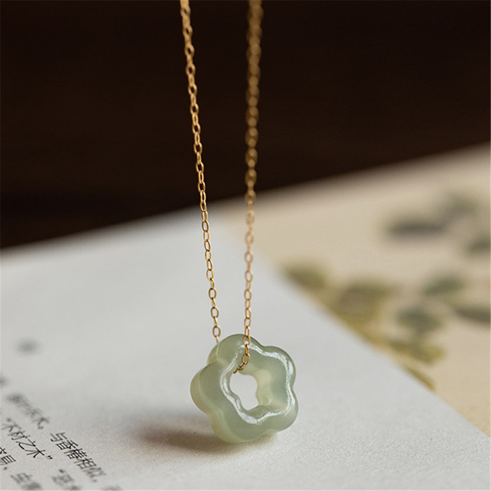 Green Jade Flower Necklace