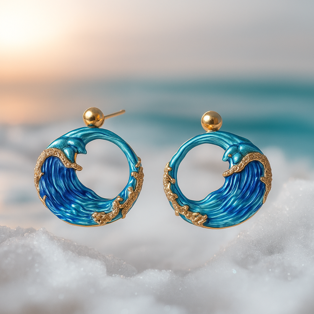 Elegant Hand-Painted Wave Earrings