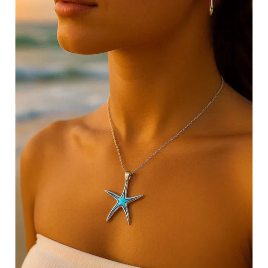 Ocean's Blue Starfish Necklace