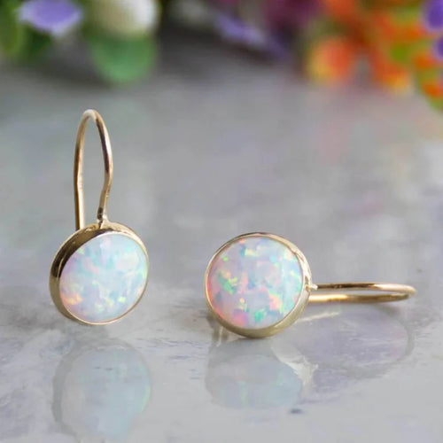 Elegant Vintage Gold-Plated White Opal Earrings