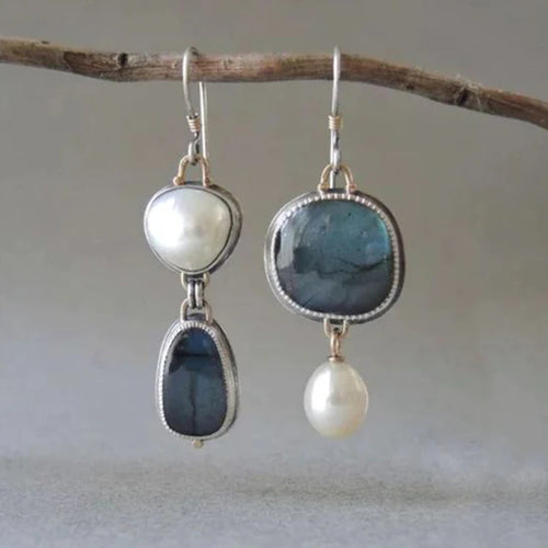 Timeless Blue Gemstone & Bead Earrings