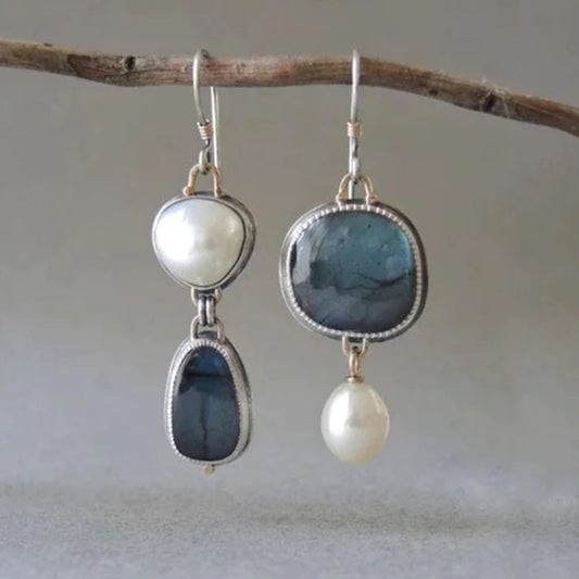 Timeless Blue Gemstone & Bead Earrings