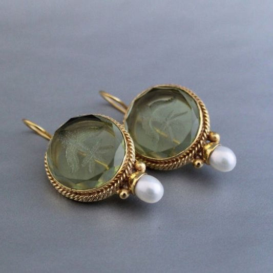 Timeless Greenstone Bead Earrings