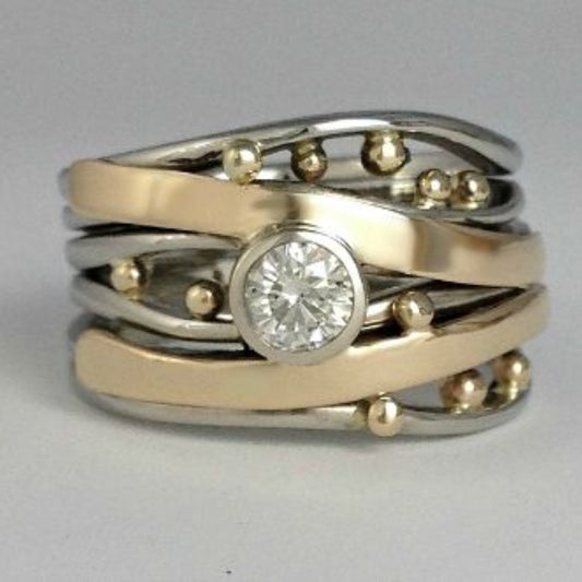 Timeless Gold Inlay Zirconia Ring
