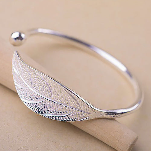 Chic Silver Leaf Adjustable Bracelet