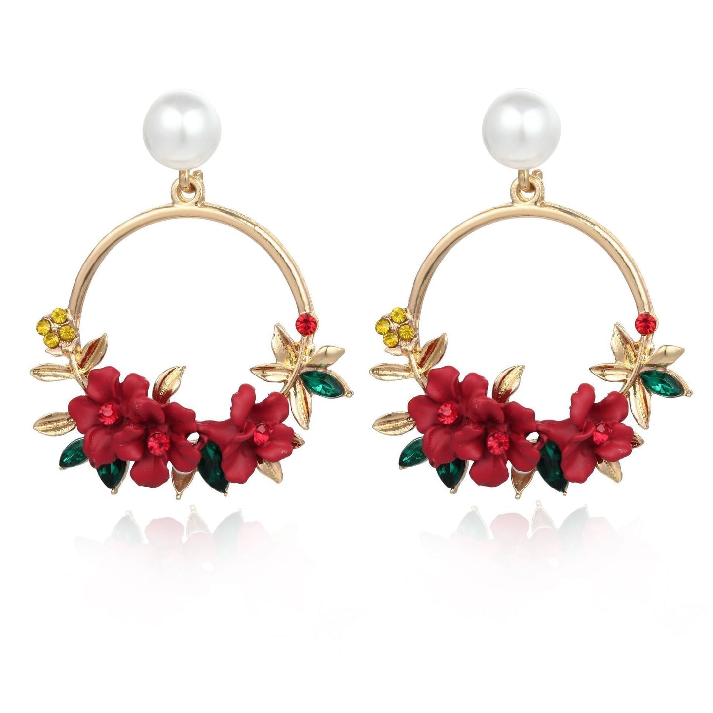 Elegant Gold Flower and Pearl Earrings