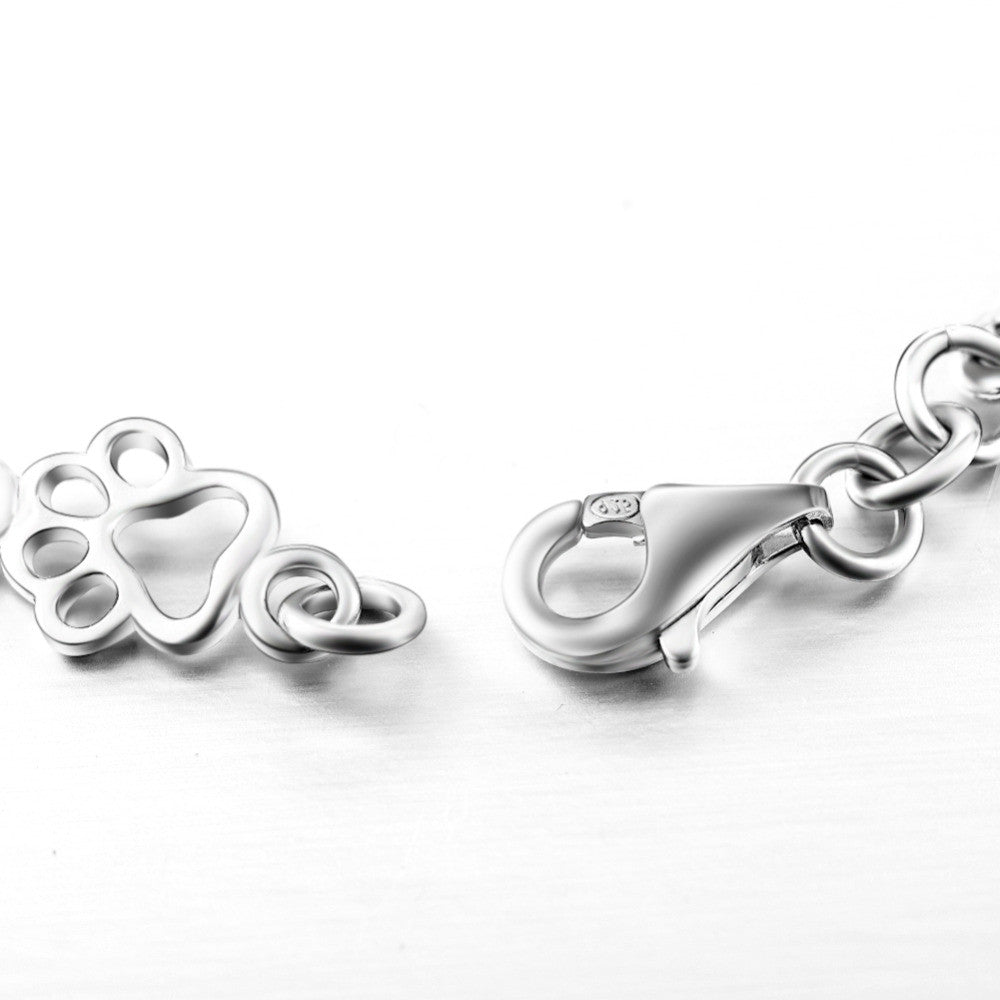Limited Edition Silver Dog Paw and Bone Charms Bracelet