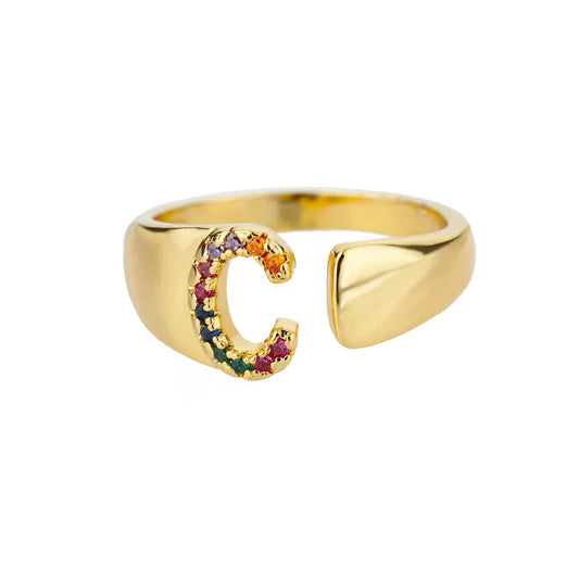 Calm - Gold Stainless Steel Initial Ring