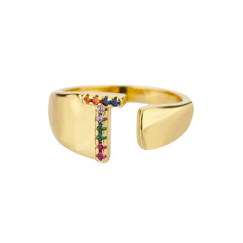 True - Gold Stainless Steel Initial Ring
