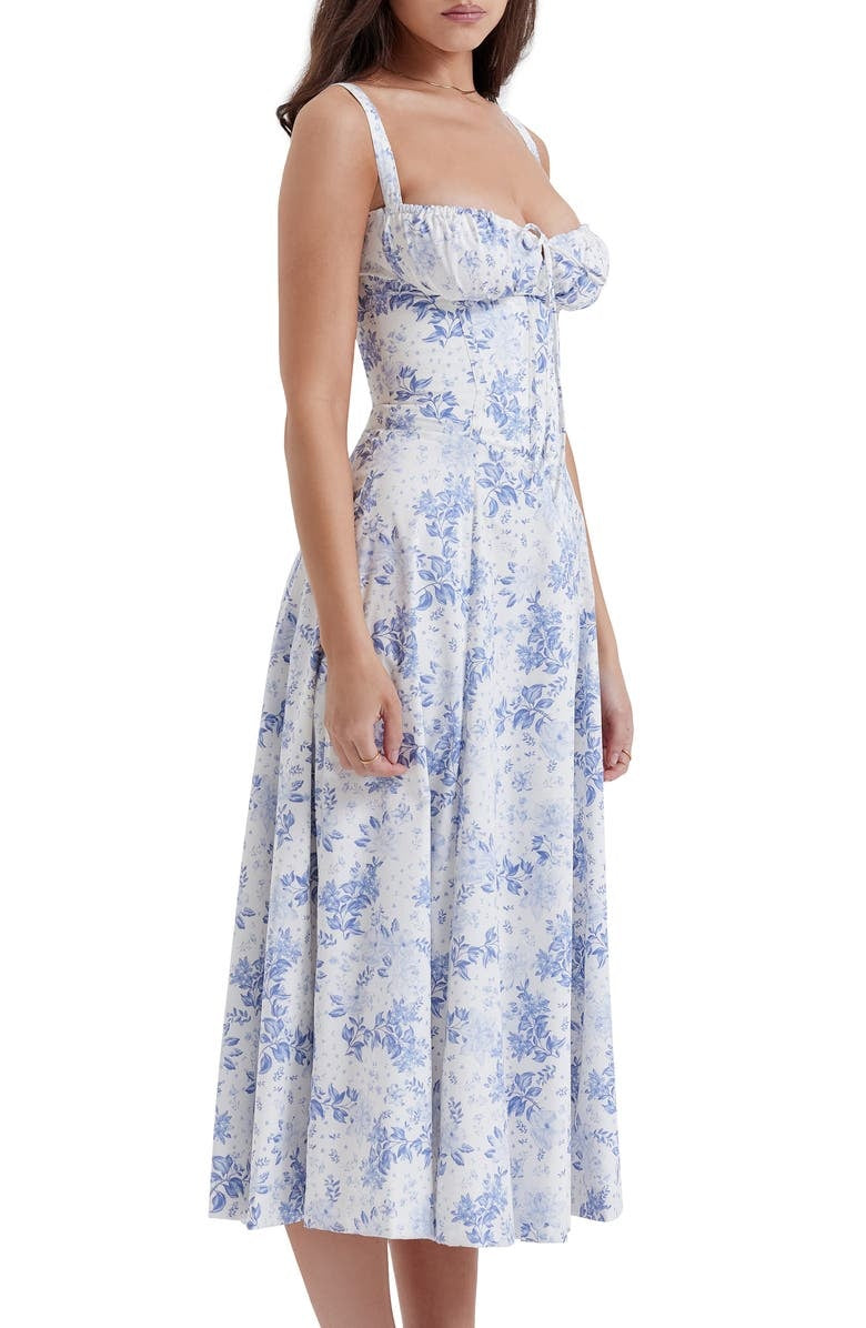 Floral Bustier Midriff Dress
