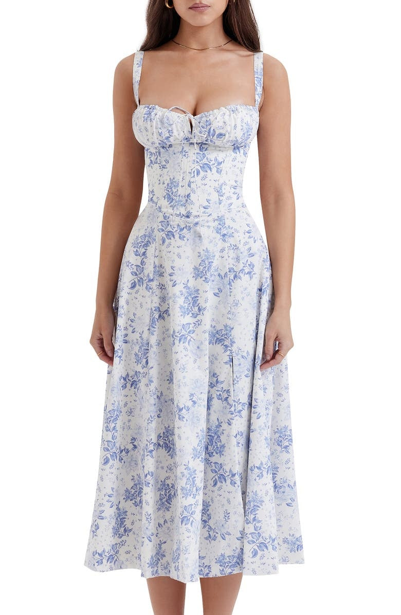 Floral Bustier Midriff Dress