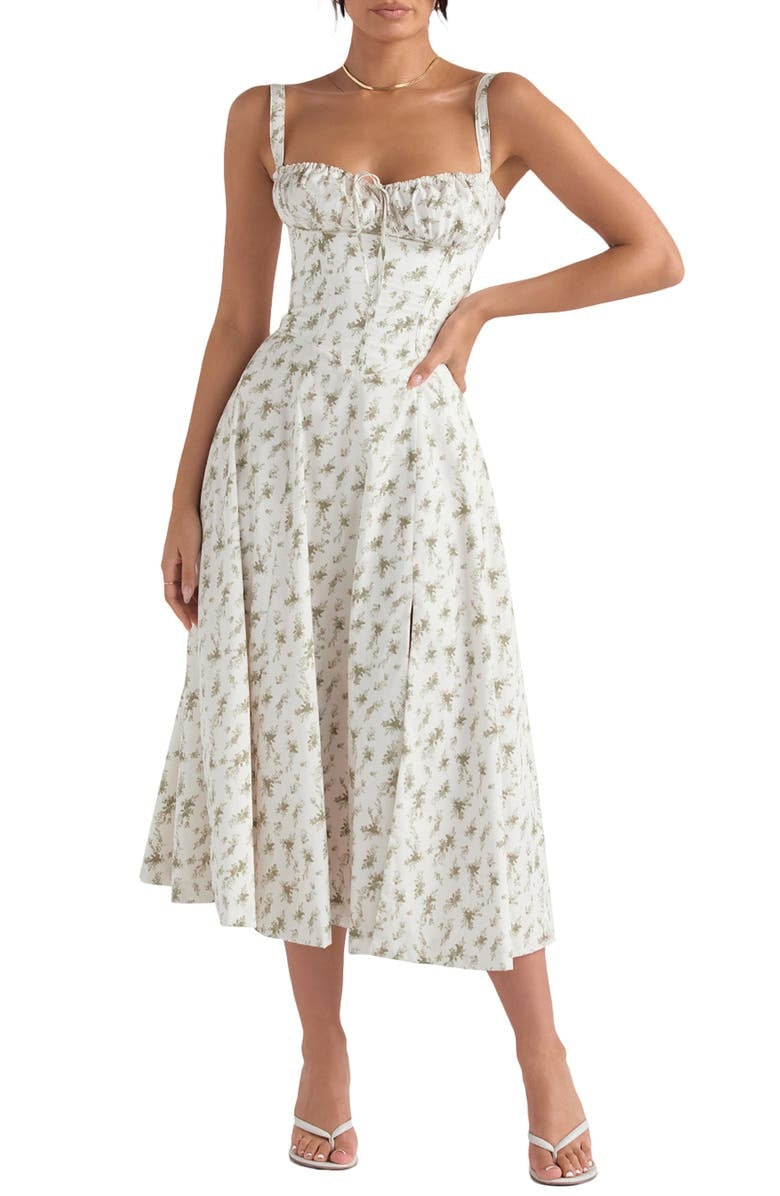 Floral Bustier Midriff Dress