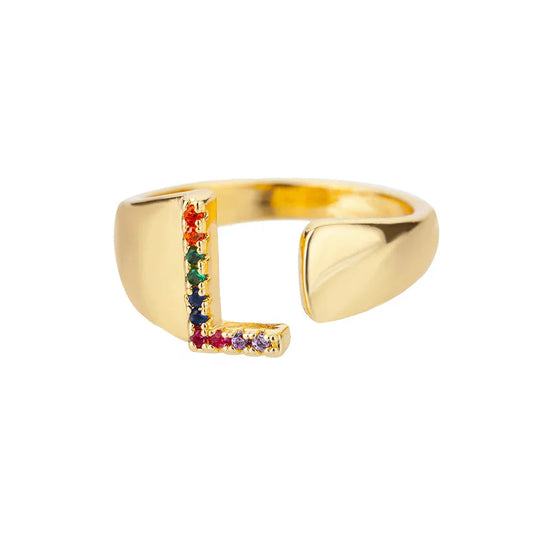 Love - Gold Stainless Steel Initial Ring