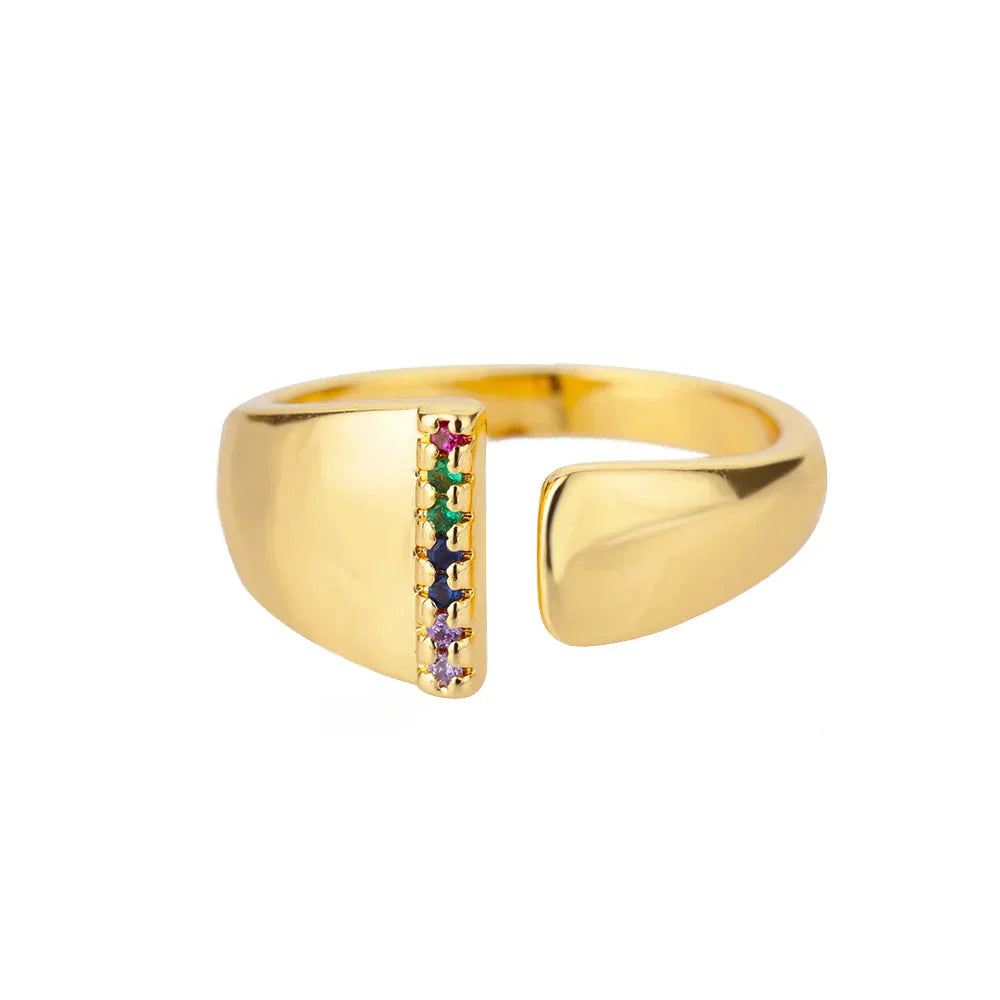 Iris - Gold Stainless Steel Initial Ring