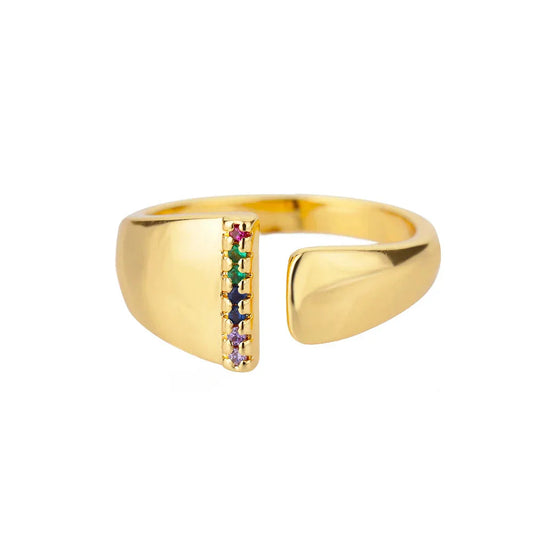 Iris - Gold Stainless Steel Initial Ring