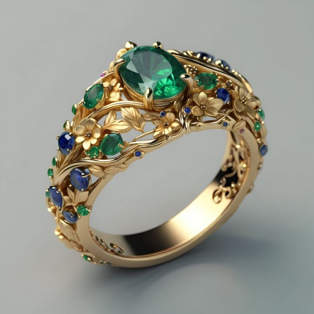 Exclusive Luxe Emerald & Sapphire Ring