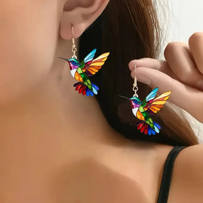 Acrylic Hummingbird Dangle Earrings