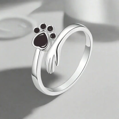 Adjustable Ring Hand and Paw Print Design