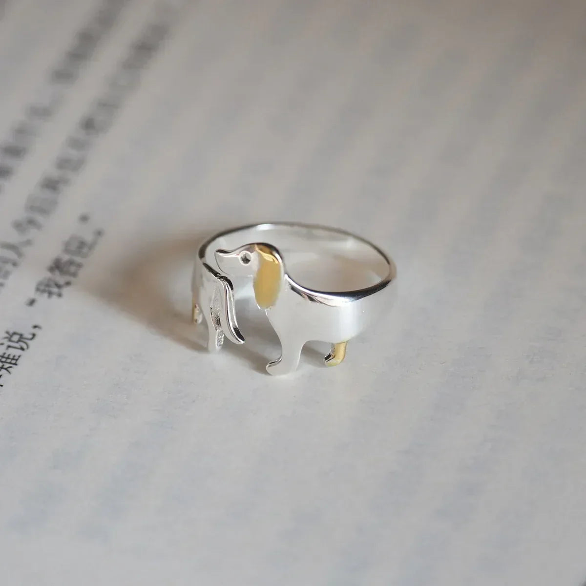Silver Dachshund Adjustable Ring
