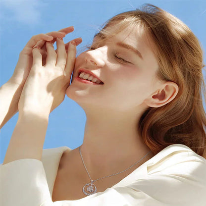 Cute Paw Print Necklace Silver with Cubic Zirconia