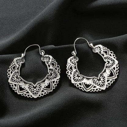 Boho Lotus Hoop Earrings