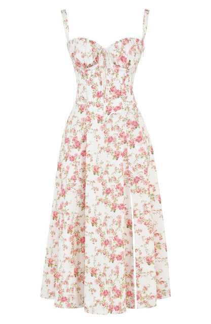 Floral Bustier Midriff Dress