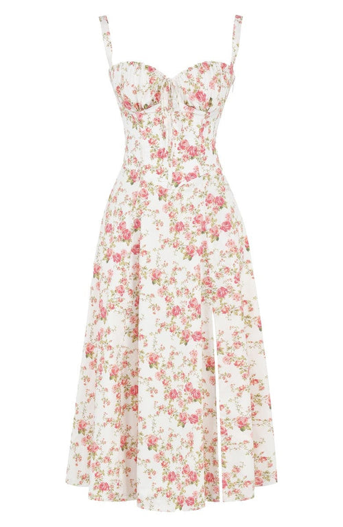 Floral Bustier Midriff Dress