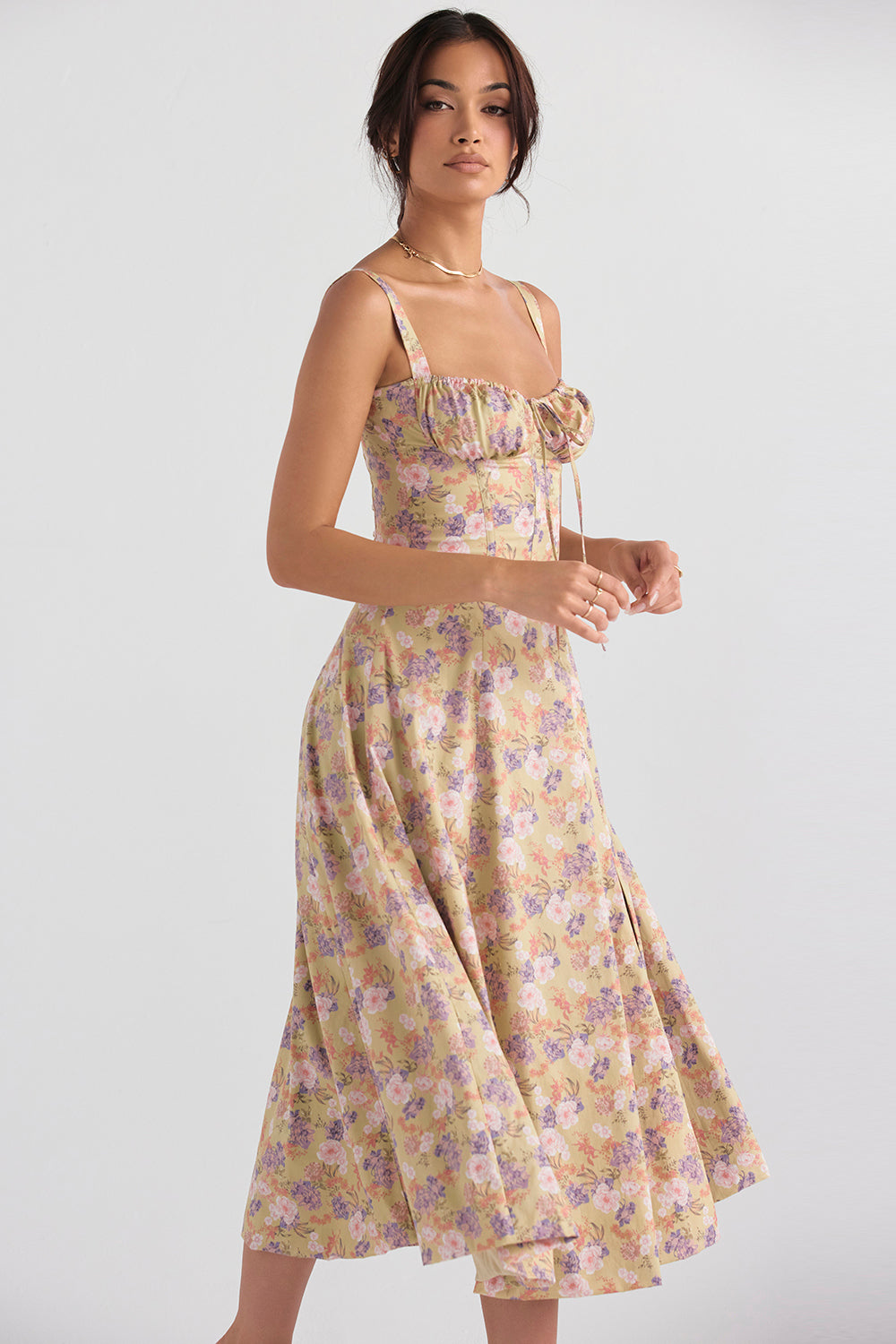 Floral Bustier Midriff Dress