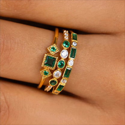 Alex - Unique Inlaid Zirconia Ring Set