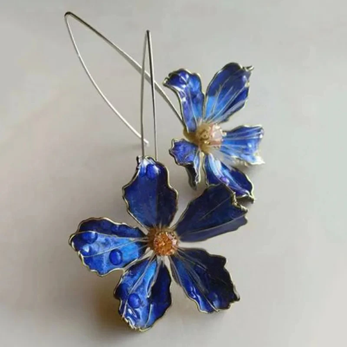 Vintage Blue Floral Earrings
