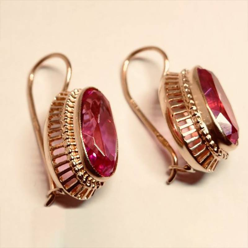 Vintage Pink Crystal Earrings