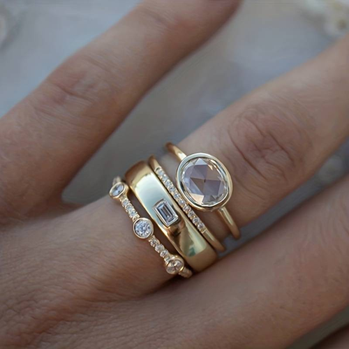 Lily - Gold & Zirconia Ring Set