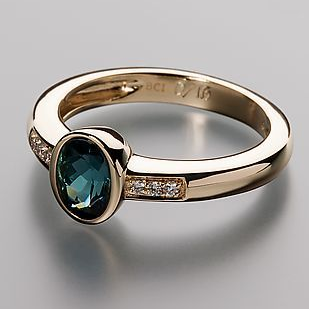 Exclusive Vintage Gold Ring with Blue Crystal Inlay