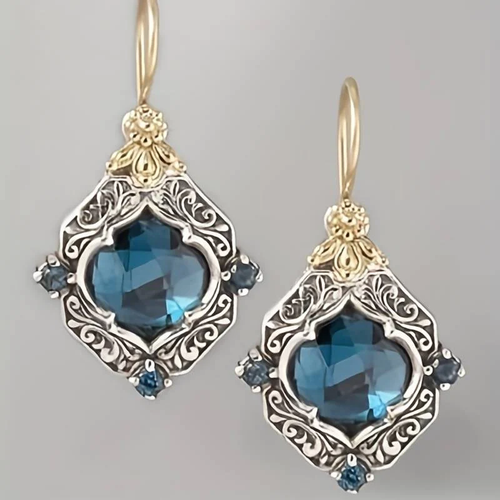 Vintage Blue Crystal Earrings